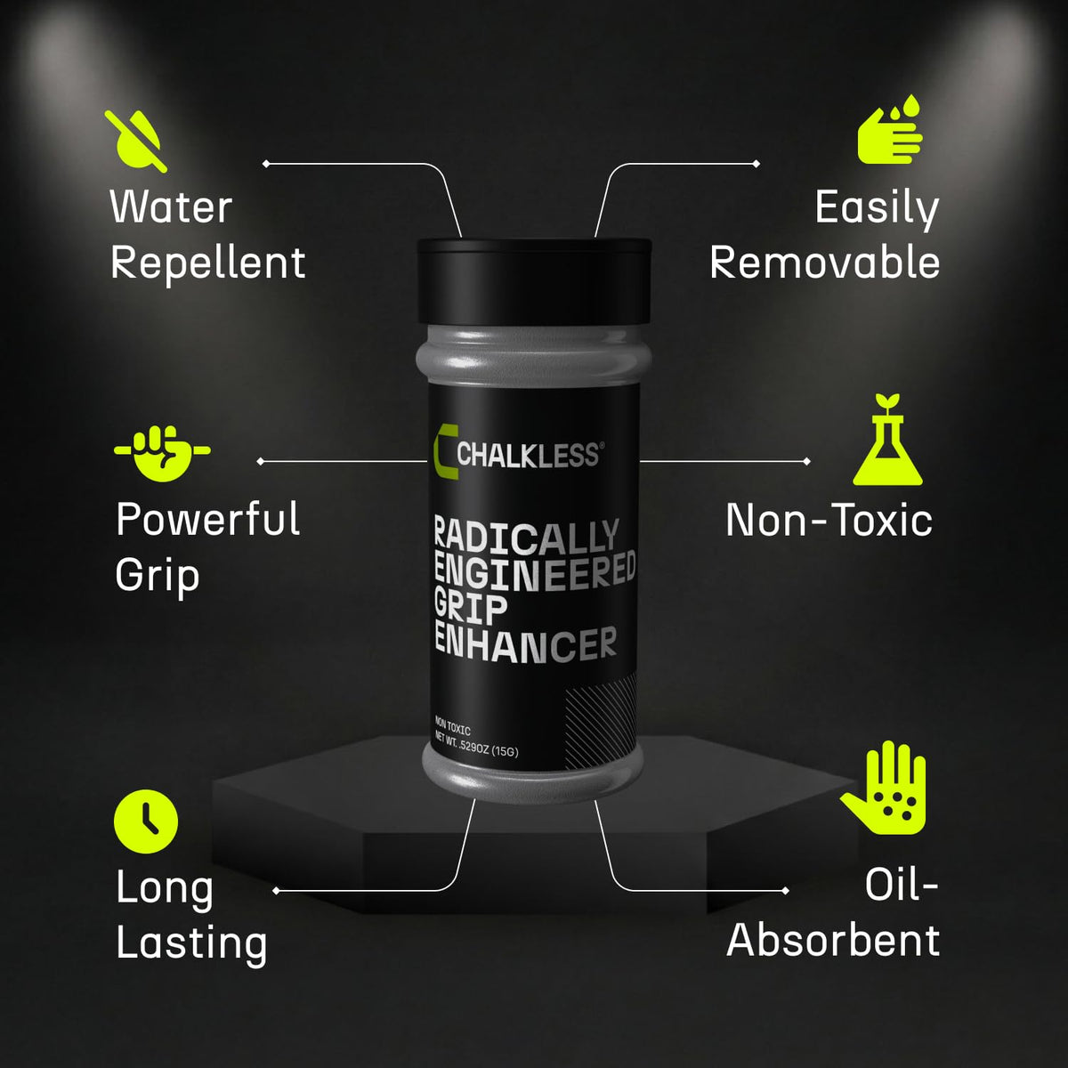 Chalkless Grip Enhancer - Premium Liquid Chalk Alternative & Less Mess Hand Chalk for Weightlifting, Powerlifting, Yoga, Gaming, Climbing, and More, Non-Toxic Long-Lasting & Reliable