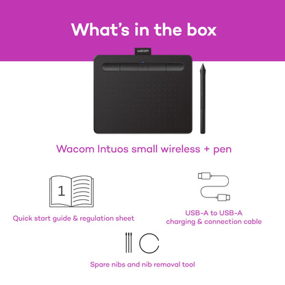 Wacom Intuos Small, Wired Graphic Drawing Tablet with Pen + Software