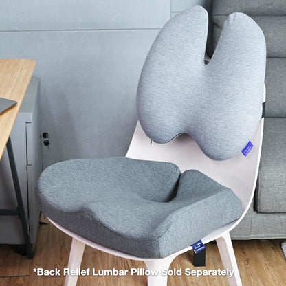 C CUSHION LAB Patented Pressure Relief Seat Cushion for Long Sitting Hours on Office/Home Chair, Car, Wheelchair - Extra-Dense Memory Foam for Hip, Tailbone, Coccyx, Sciatica - Light Grey