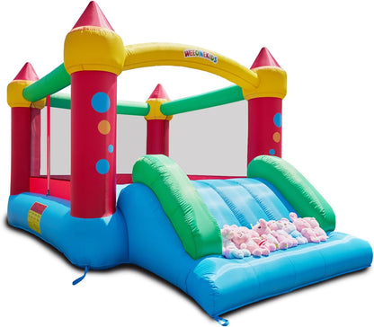 WeeOneKids Air Bounce House, Inflatable Bouncer with Air Blower and Slide, Jumping Family Backyard Bouncy Castle with Extra Thick Material (Red Yellow&Blue)