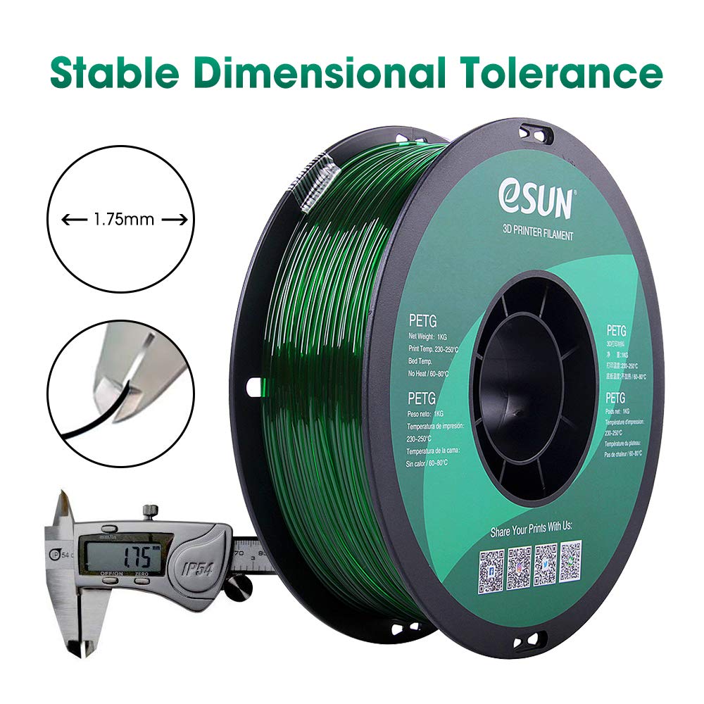 eSUN PETG Filament, Solid White, 1.55 kg