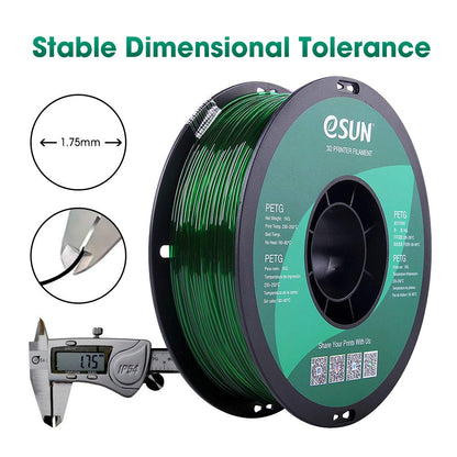 eSUN PETG Filament, Solid White, 1.55 kg