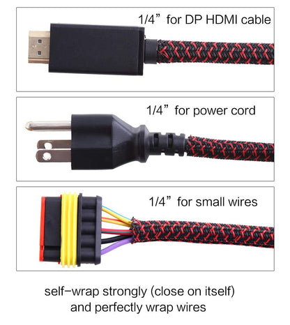 Alex Tech 10ft - 1/2 inch Cord Protector Wire Loom Tubing Cable Sleeve Split Sleeving For USB Cable Power Cord Audio Video Cable – Protect Cat From Chewing - Black