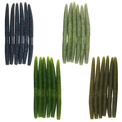 Senko Bait Soft Plastic Lures 5" Senkos 24 Pcs/100pcs for Wacky Rig Freshwater Fishing Green Pumpkin senko with Black Flake Pink Watermelon Double Color