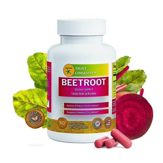 Trustfinds Organic Beet Root Powder Capsules - Supports Blood Pressure, Increase Stamina, Digestive, Immune System (Pure, Non-GMO & Gluten Free)