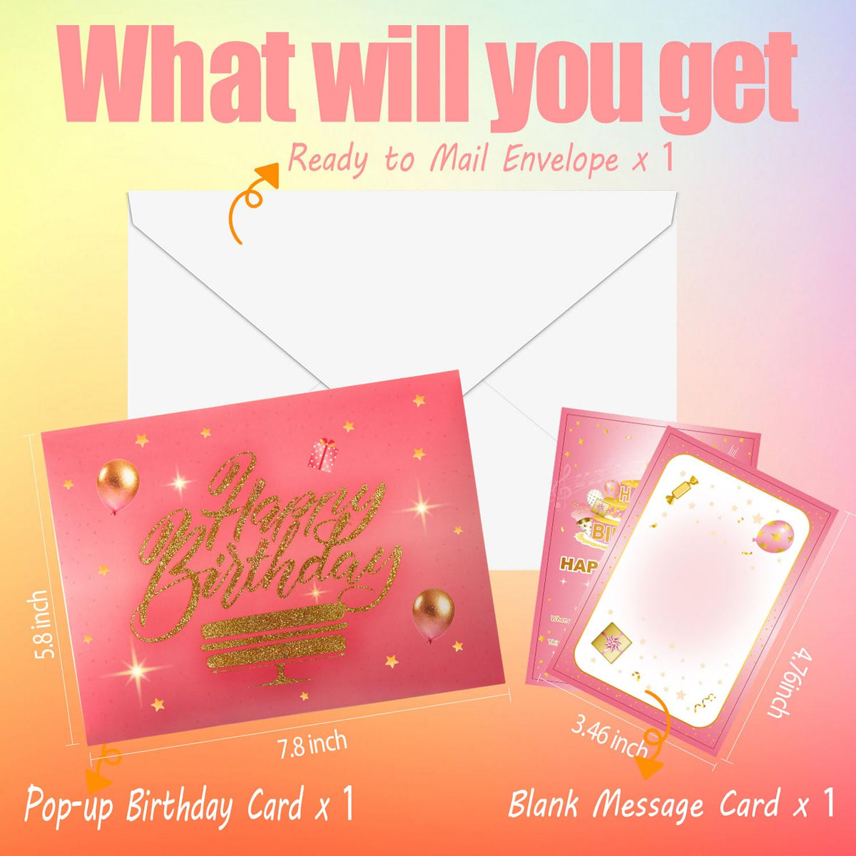 Pop Up Birthday Cards for Men, LED Light & Music Blow The Candle