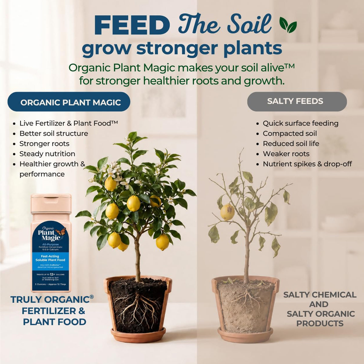 Organic Plant Magic Fertilizer & Plant Food for House Plants & Garden 1/2lb