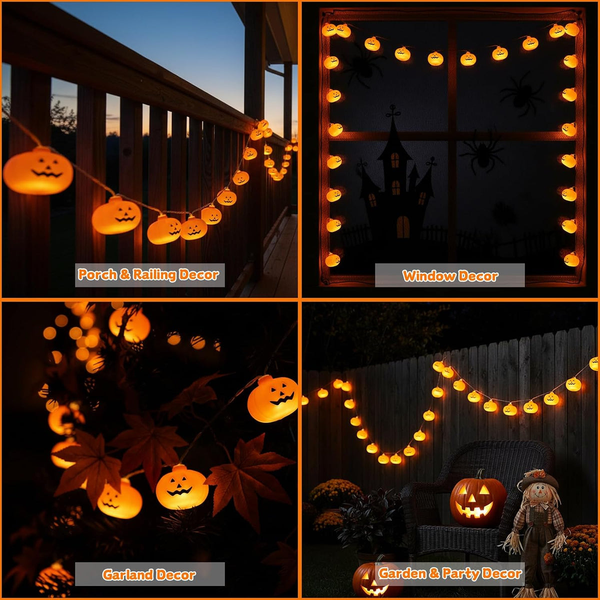 Runleo Halloween Decorations Pumpkin String Lights Battery Operated