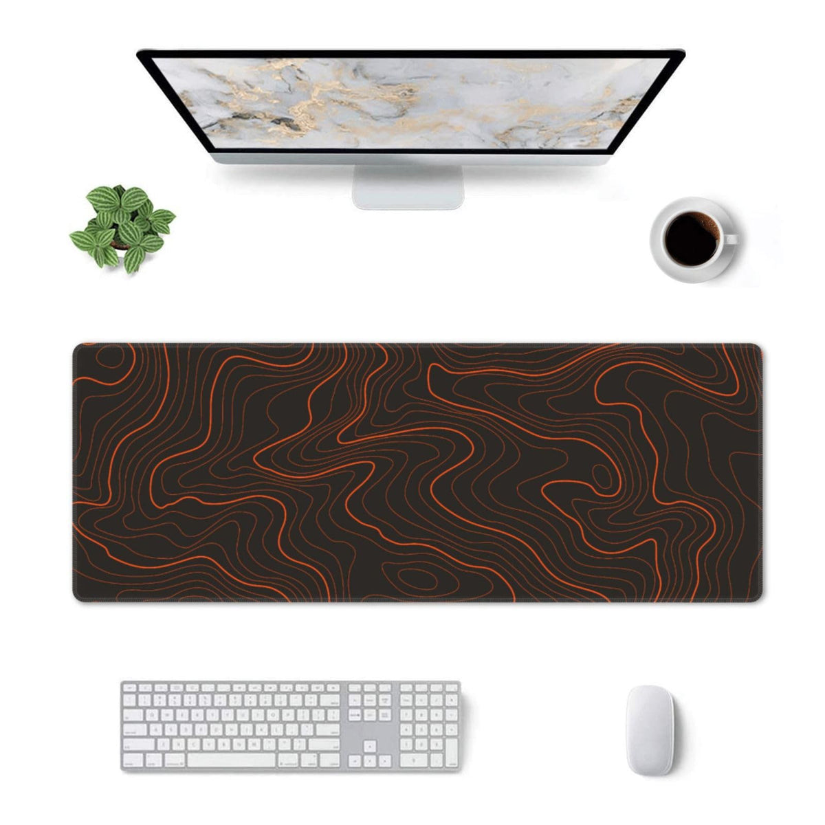Gaming Mouse Pad, Large Black and Green Line Topographic Mousepad Laptop, Extended Mouse Mat, Long XL Waterproof Keyboard Pads, Big Non-Slip Mousepads for Game Office Home, 31.5 x 11.8 in