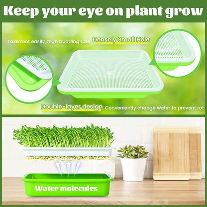 Legigo 8 Pack Seed Sprouter Trays with Lids- Soil-Free Cultivation Germination Tray, BPA Free Micro Greens Growing Trays Seed Sprouting Trays Kit with Germinating Paper for Wheatgrass, Beans and More