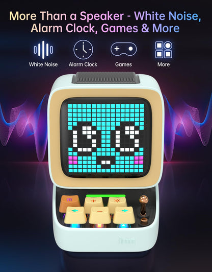 Divoom Ditoo Retro Pixel Art 15W Bluetooth Speaker,Cute Speaker with Alarm,White Noise & Mini Games,Iconic Desk Setup Speaker with 16X16 LED App Controlled Front Screen,Gifts for Anyone (Pink)