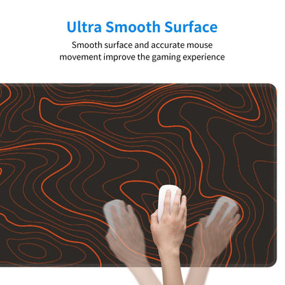 Gaming Mouse Pad, Large Black and Green Line Topographic Mousepad Laptop, Extended Mouse Mat, Long XL Waterproof Keyboard Pads, Big Non-Slip Mousepads for Game Office Home, 31.5 x 11.8 in