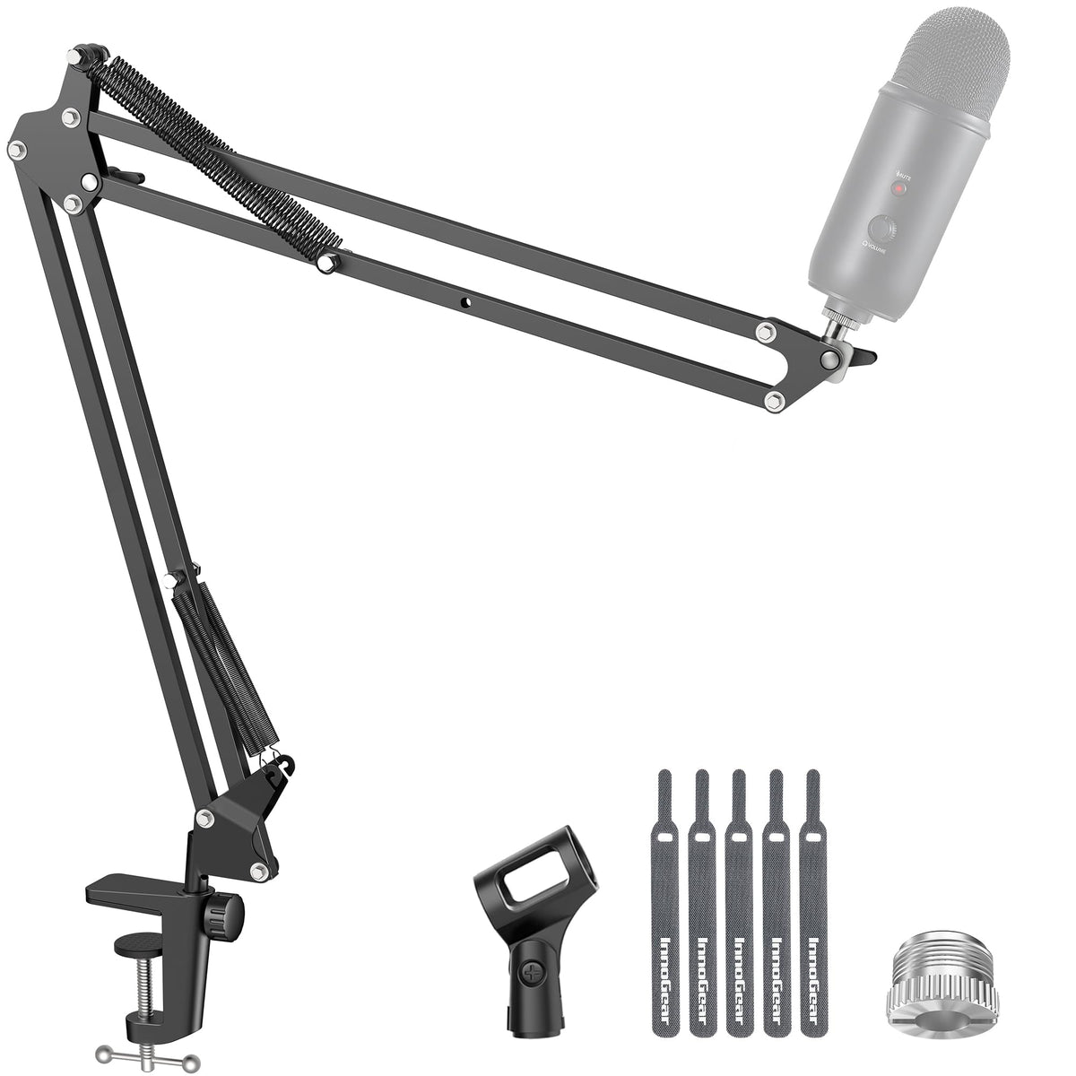 InnoGear Boom Arm Microphone Mic Stand for Blue Yeti Fifine HyperX, Black