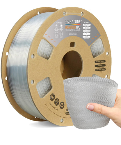 OVERTURE TPU 95A Flexible 3D Printer Filament 1.75mm, 1kg Black