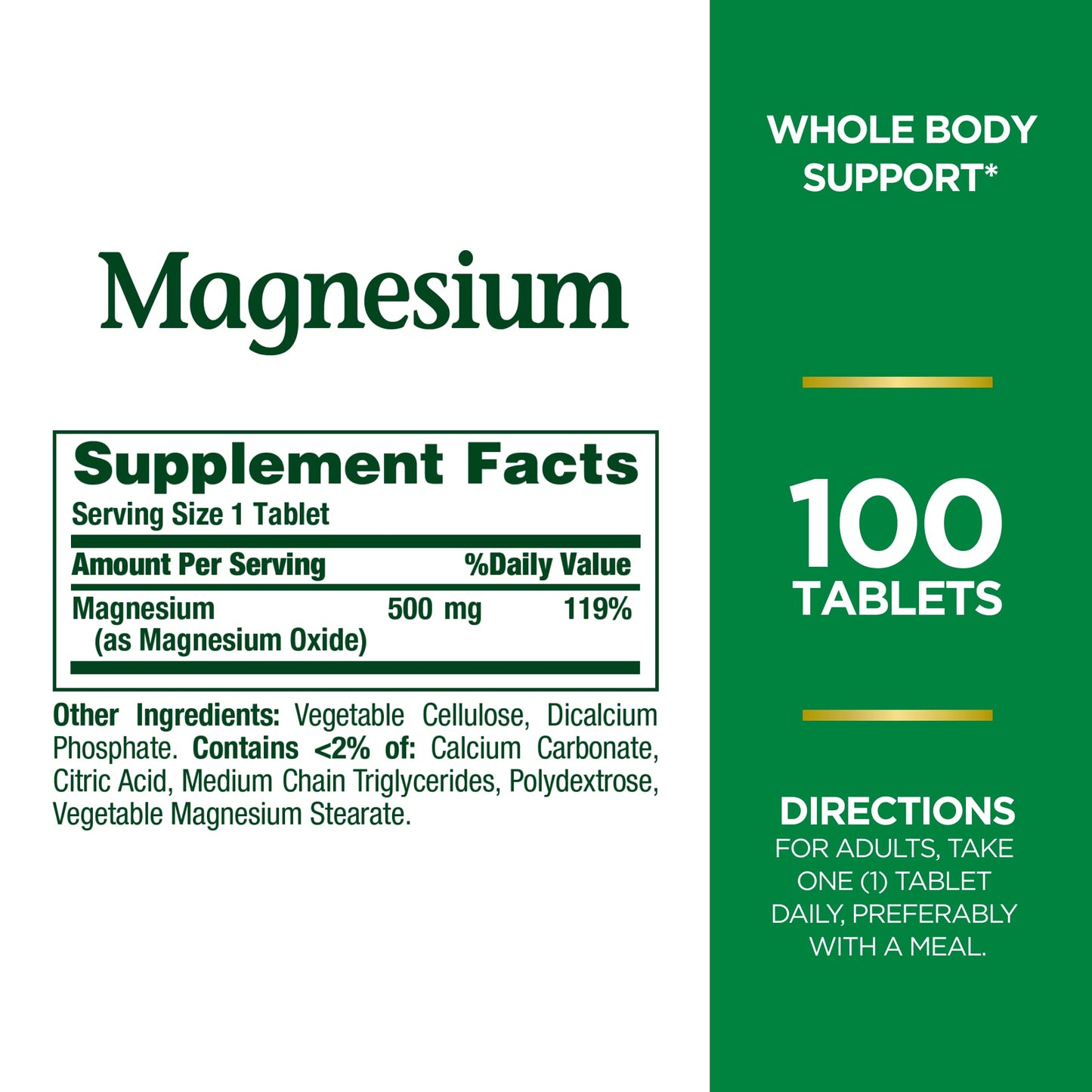 Nature's Bounty Magnesium, Bone and Muscle Health, Whole Body Support, Tablets, 500 Mg, 200 Ct