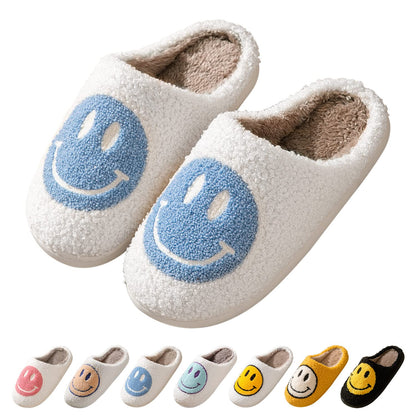 Smile Face Slippers fpr Women Happy face slippers Retro Soft Plush Warm Slip-on Slippers, Cozy Indoor Outdoor Slippers