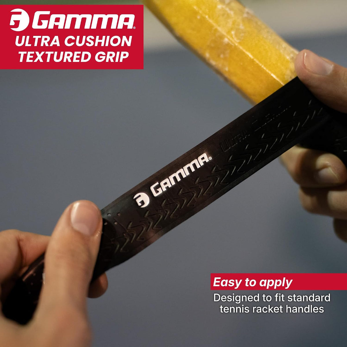 GAMMA Sports Tennis Racquet Ultra Cushion Replacement Grip – Contoured Multi Black with Textured Perforations for Enhanced Absorption, Comfort, and Control
