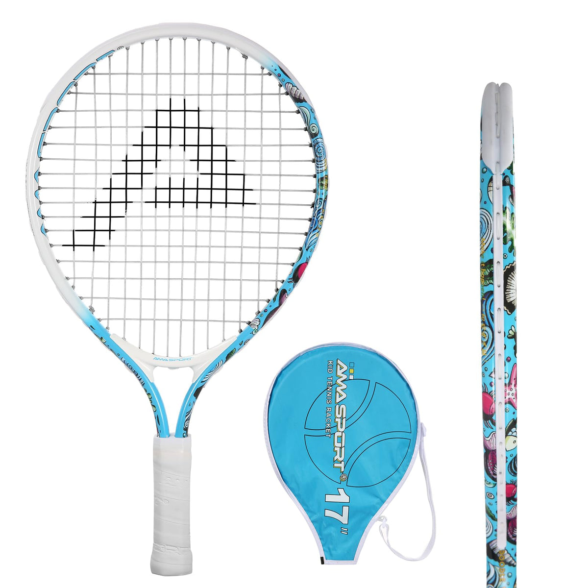 AMA SPORT Kids Tennis Racket for Junior Toddlers Starter Kit 17-25" Tennis Racquet for Girls and Boys with 420D Nylon Shoulder Strap Bag