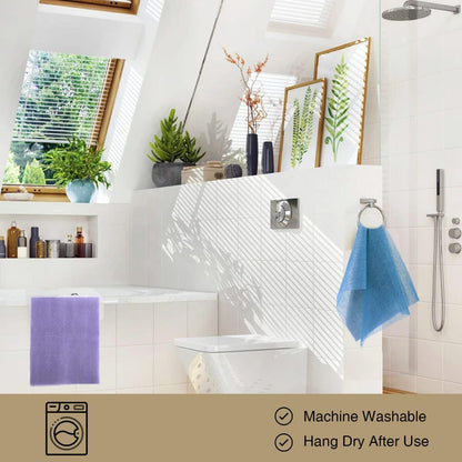 UJFQBH 3 Pieces African Bath Sponge African Net Long Net Bath Sponge Exfoliating Shower Body Scrubber Back Scrubber Skin Smoother,Great for Daily Use (Pink,Yellow,Purple)