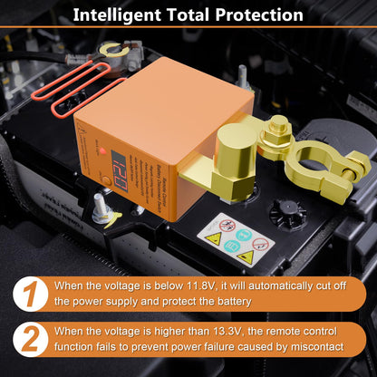 Remote Battery Disconnect Switch 12v, 250A, Upgrade Prevent Battery Drain, Disconnect Negative Car Kill Switch Anti-Theft, Remote Battery Kill Switch for Car, Truck, RV