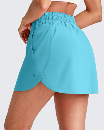 G4Free A Line Golf Skirts for Women 15'' Elastic High Waisted Tennis Skort