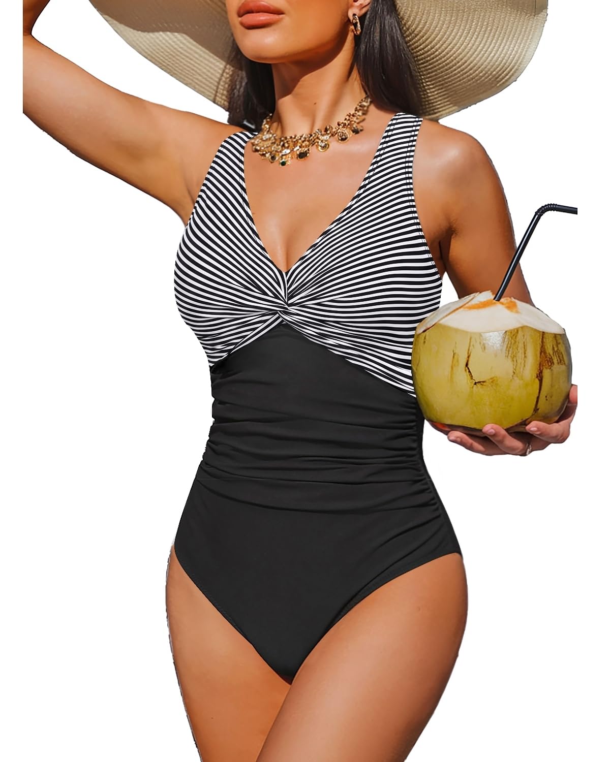 Women's Tummy Control One Piece Swimsuit Push Up Full Coverage Bathing Suit