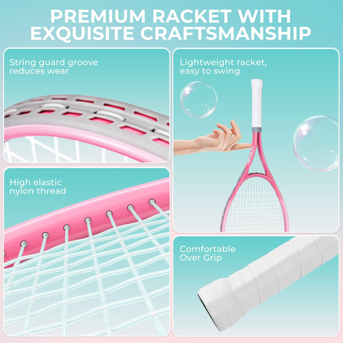 HIRALIY 27-Inch Tennis Racket for Adults with Ball and Carry Bag