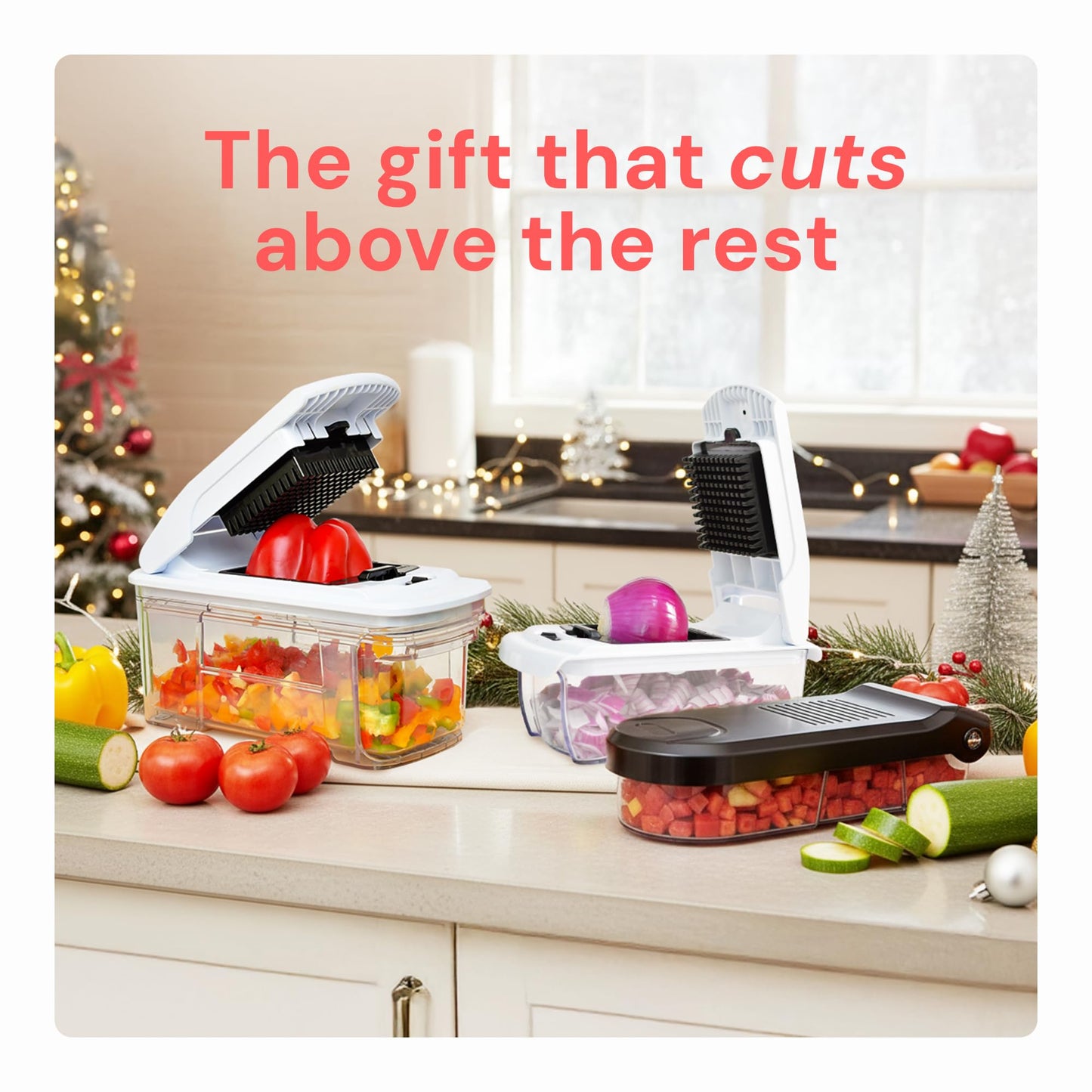 Fullstar Mandoline Slicer for Kitchen - Vegetable Chopper, Onion Potato Food Veggie Fruit Slicer and Cutter with Container, Kitchen Gadgets & Gifts, Home Essentials (10-in-1, White/Black)