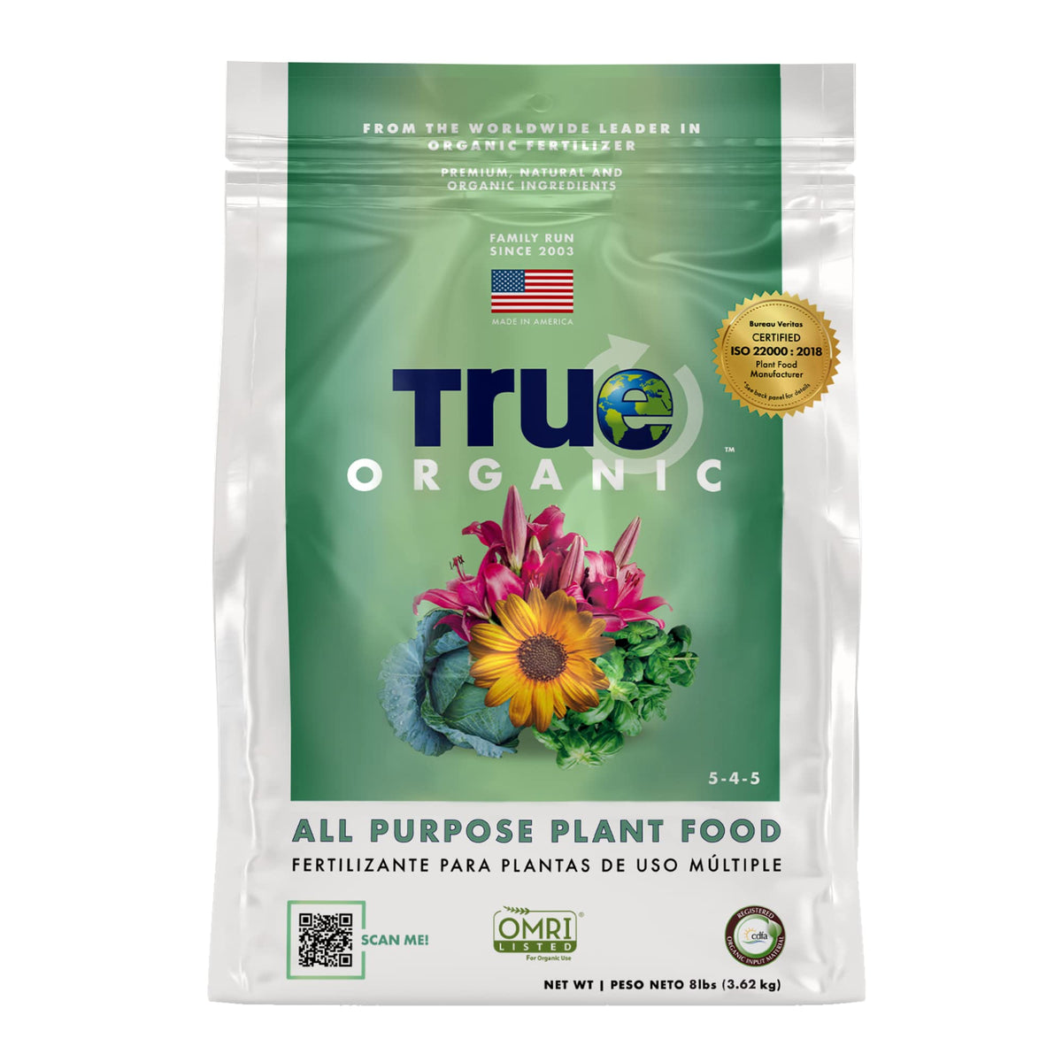 True Organic Blood Meal – High-Nitrogen Organic Fertilizer for Rapid Vegetative Growth – 3lb Bag Covers 104 Sq. Ft.