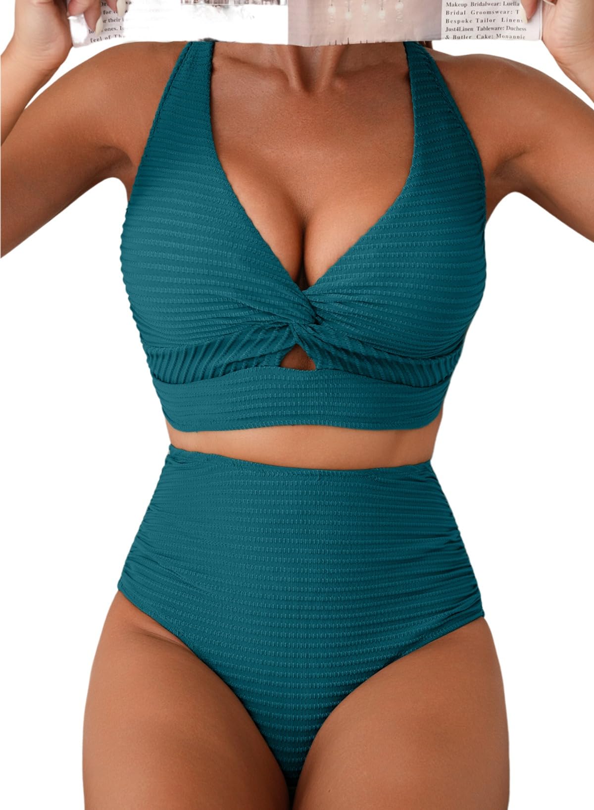Herseas Womens Textured Bikini Sets 2 Piece Twist Front Top Sexy Swimsuits