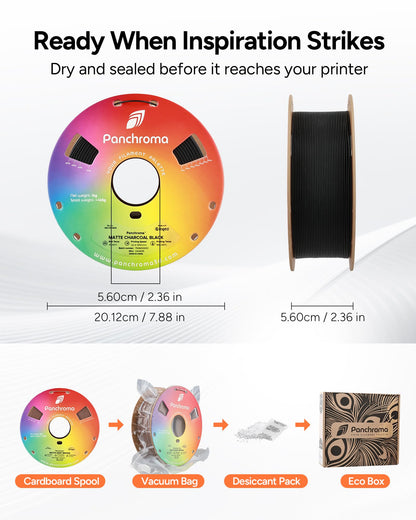 Polymaker Panchroma Matte PLA Filament 1.75mm, 1kg, Charcoal Black