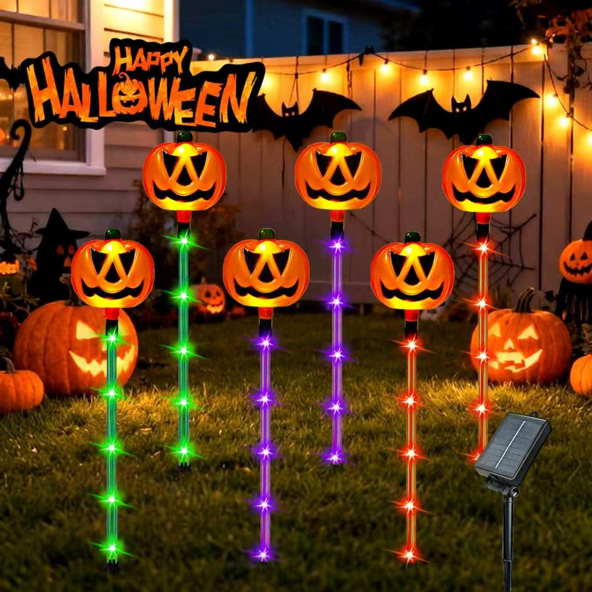 12 Pack Solar Pumpkin Lights Outdoor Waterproof for Halloween Decorations