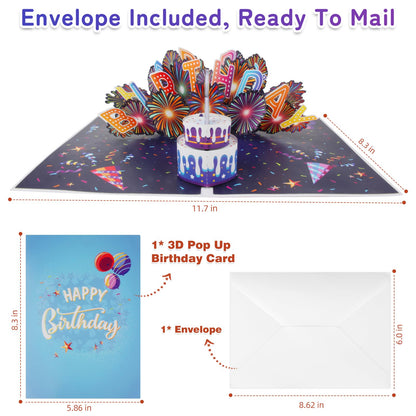 MZD8391 Pop Up Birthday Card with Music, Light, Firework For Men Women