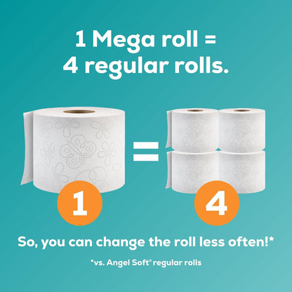 Angel Soft Toilet Paper, Fresh Lavender Scented Tube, 8 Mega Rolls, 2-Ply