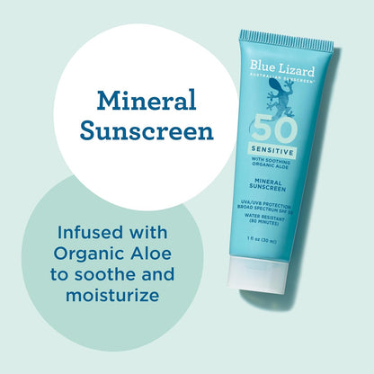 Blue Lizard Sensitive Mineral Sunscreen SPF 50 Sunscreen Lotion, 5 fl oz