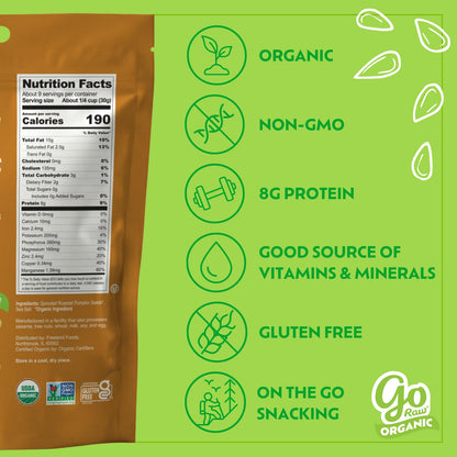 Go Raw Organic Sprouted Pumpkin Seeds - Sea Salted Pepita Snack