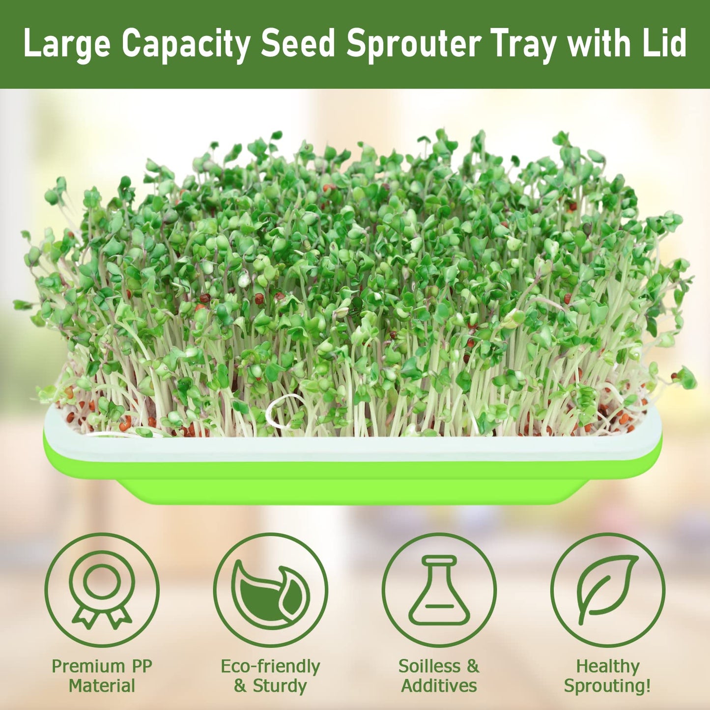 Legigo 8 Pack Seed Sprouter Trays with Lids- Soil-Free Cultivation Germination Tray, BPA Free Micro Greens Growing Trays Seed Sprouting Trays Kit with Germinating Paper for Wheatgrass, Beans and More