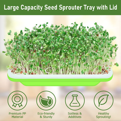 Legigo 8 Pack Seed Sprouter Trays with Lids- Soil-Free Cultivation Germination Tray, BPA Free Micro Greens Growing Trays Seed Sprouting Trays Kit with Germinating Paper for Wheatgrass, Beans and More