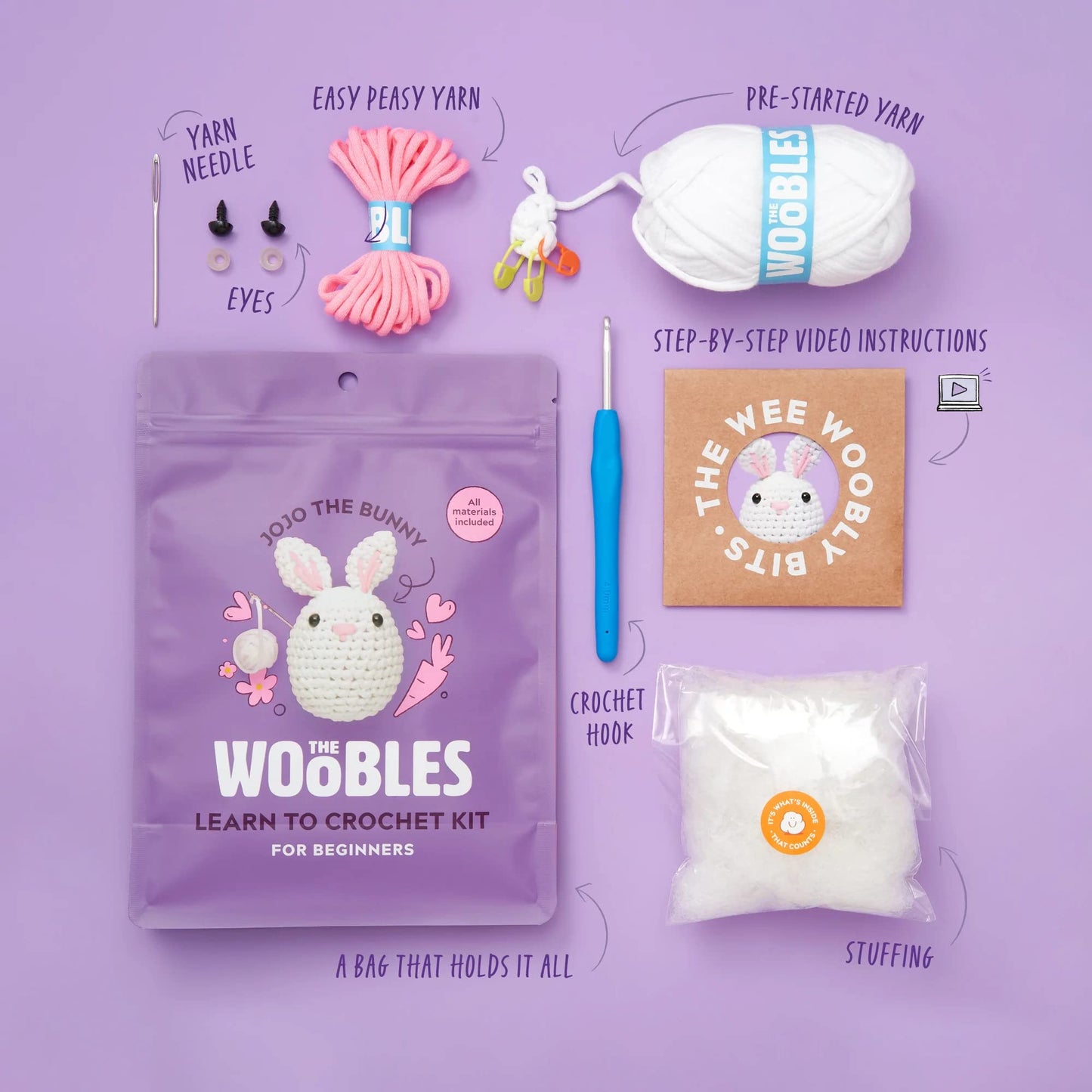 The Woobles Crochet Kit for Beginners - Easy Arts and Crafts Knitting & Crochet Animals Kit As Seen On Shark Tank - Pierre The Penguin