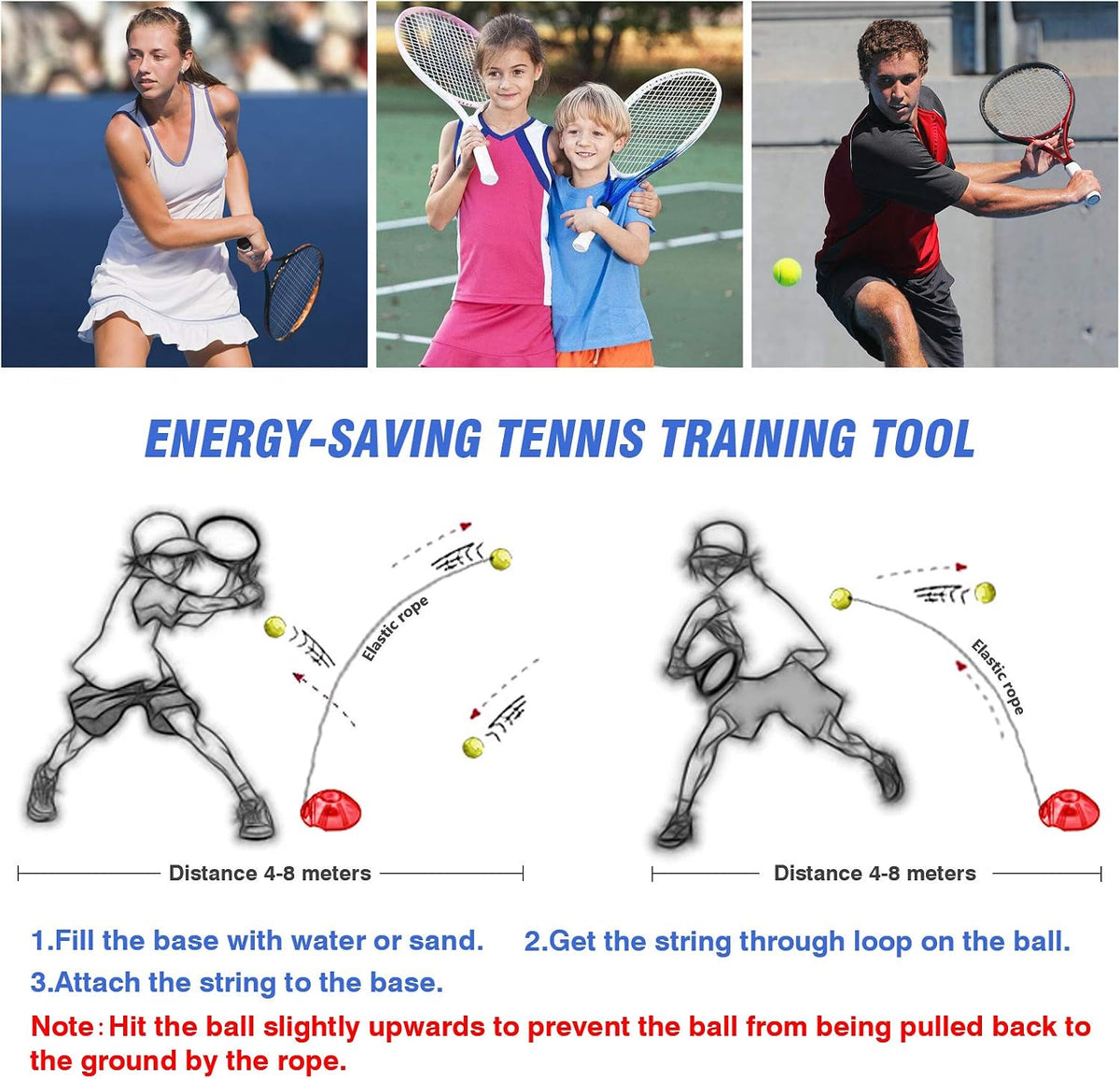 Teloon Solo Tennis Trainer Rebound Ball with String for Self Tennis Practice Training Tool for Adults or Kids Beginners with 2 String Balls Elastic and a Portable Mesh Bag