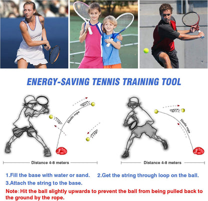 Teloon Solo Tennis Trainer Rebound Ball with String for Self Tennis Practice Training Tool for Adults or Kids Beginners with 2 String Balls Elastic and a Portable Mesh Bag