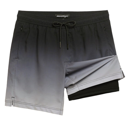 maamgic 2 in 1 Mens Swim Trunks 7 Inch Swim Shorts Swim Suits Board Shorts