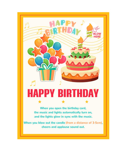 MZD8391 Pop Up Birthday Card with Music, Light, Firework For Men Women
