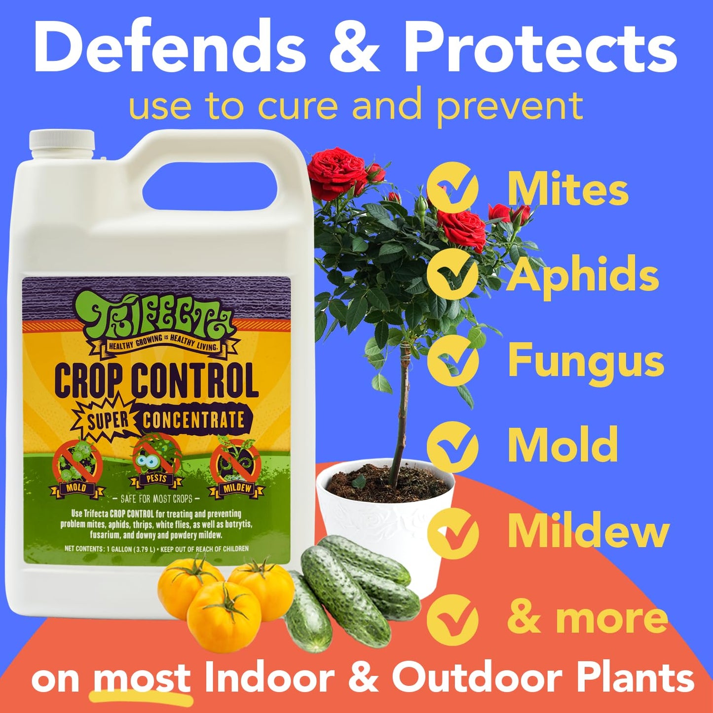 Trifecta Crop Control Ready to Use Maximum Strength Natural Pesticide, Fungicide, Miticide, Insecticide, Help Defeat Spider Mites, Powdery Mildew, Botrytis and Mold on Plants 32 OZ Size