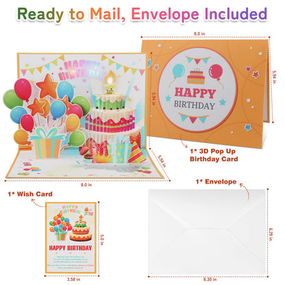 MZD8391 Pop Up Birthday Card with Music, Light, Firework For Men Women