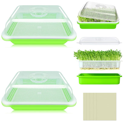 Legigo 8 Pack Seed Sprouter Trays with Lids- Soil-Free Cultivation Germination Tray, BPA Free Micro Greens Growing Trays Seed Sprouting Trays Kit with Germinating Paper for Wheatgrass, Beans and More