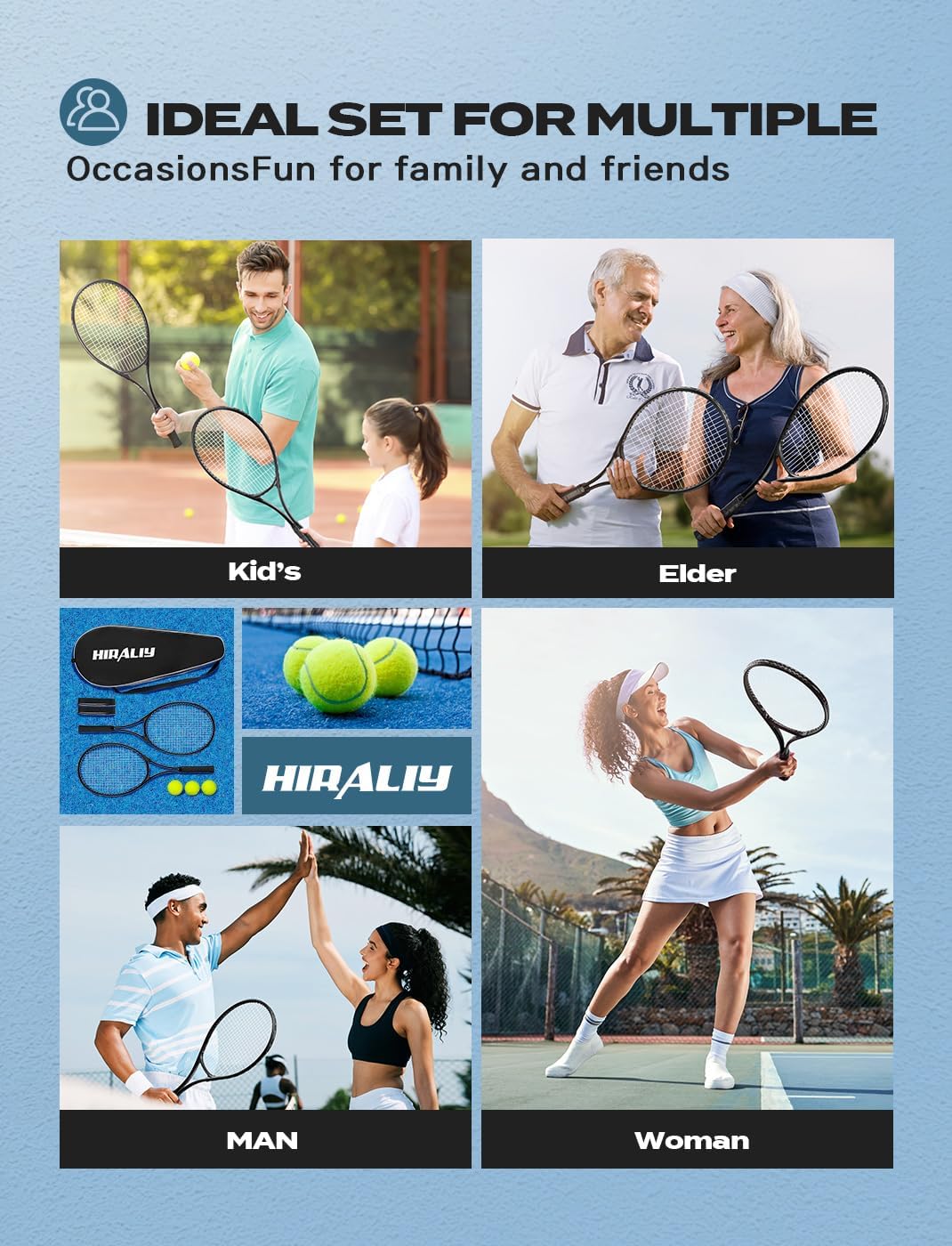 HIRALIY 27-Inch Tennis Racket for Adults with Ball and Carry Bag
