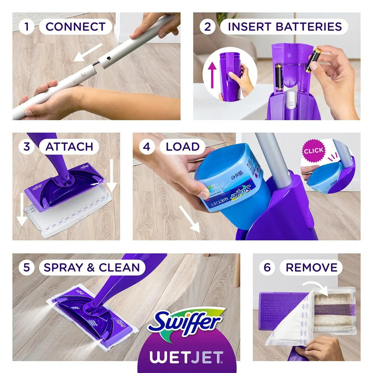 Swiffer WetJet Multi-Purpose Floor Cleaner Solution with Febreze Refill, Hardwood Floor Cleaner, Lavender Scent, 1.25 Liter -42.2 Fl Oz (Pack of 2)