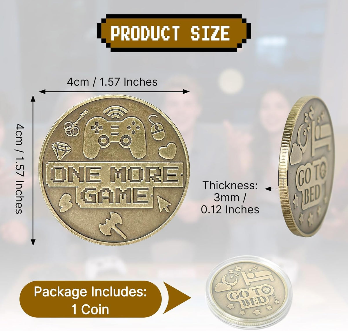 One More Game or Go to Sleep Gamer Decision Coin, Gifts for Gamer Boyfriend, Husband, Men, Gaming Accessories for Men, Game Gifts for Christmas, Valentine's Day, His Birthday