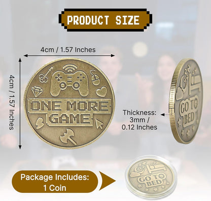 One More Game or Go to Sleep Gamer Decision Coin, Gifts for Gamer Boyfriend, Husband, Men, Gaming Accessories for Men, Game Gifts for Christmas, Valentine's Day, His Birthday